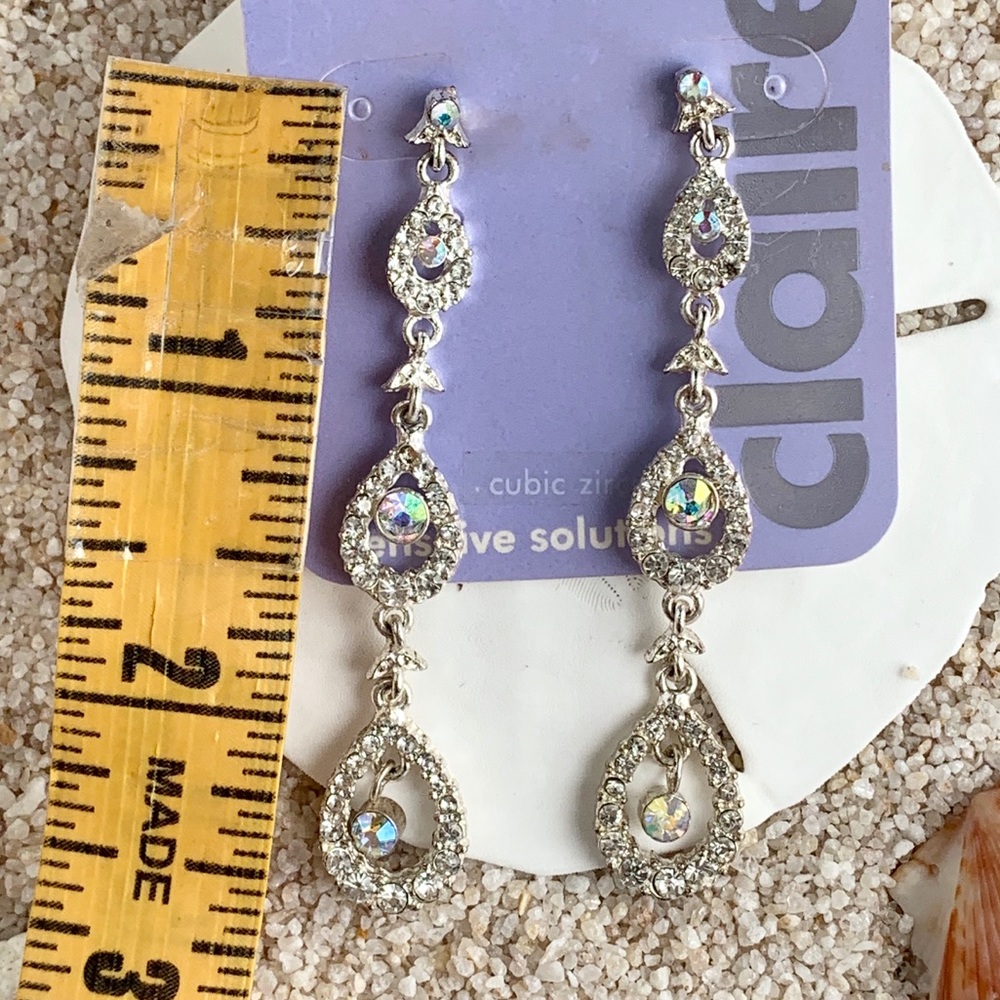 AB Rhinestone Dangle Earrings - Picture 5 of 5